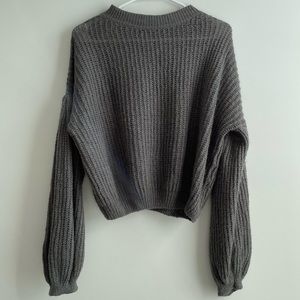 SHEIN Gray Bell Sleeve Sweater S